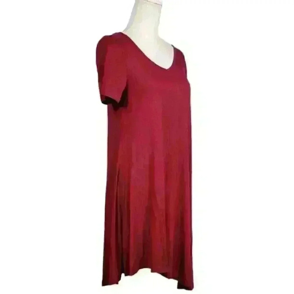 LOT of 2 Woman's Dresses CHOCOLATE BROWN & BURGANDY RED Short Sleeve STRETCH M/L - Picture 6 of 9